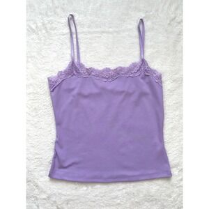 Cami Top Women Purple Lace Trim Adjustable Straps- Small